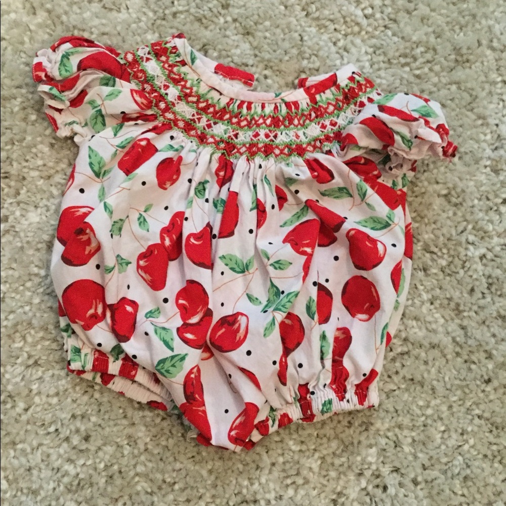 Cherry Smocked Bubble